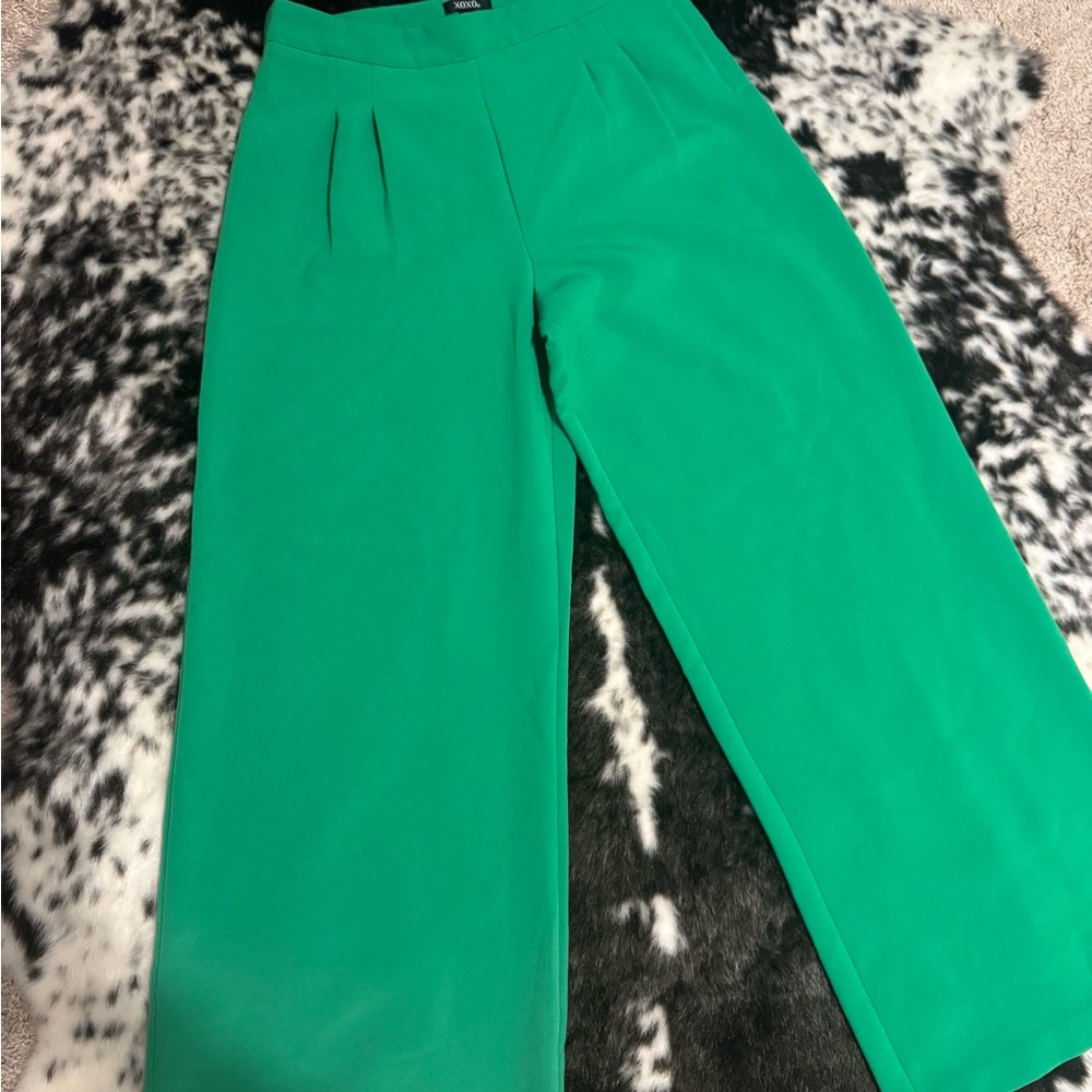 XOXO Green Wide Leg High Waist Pants